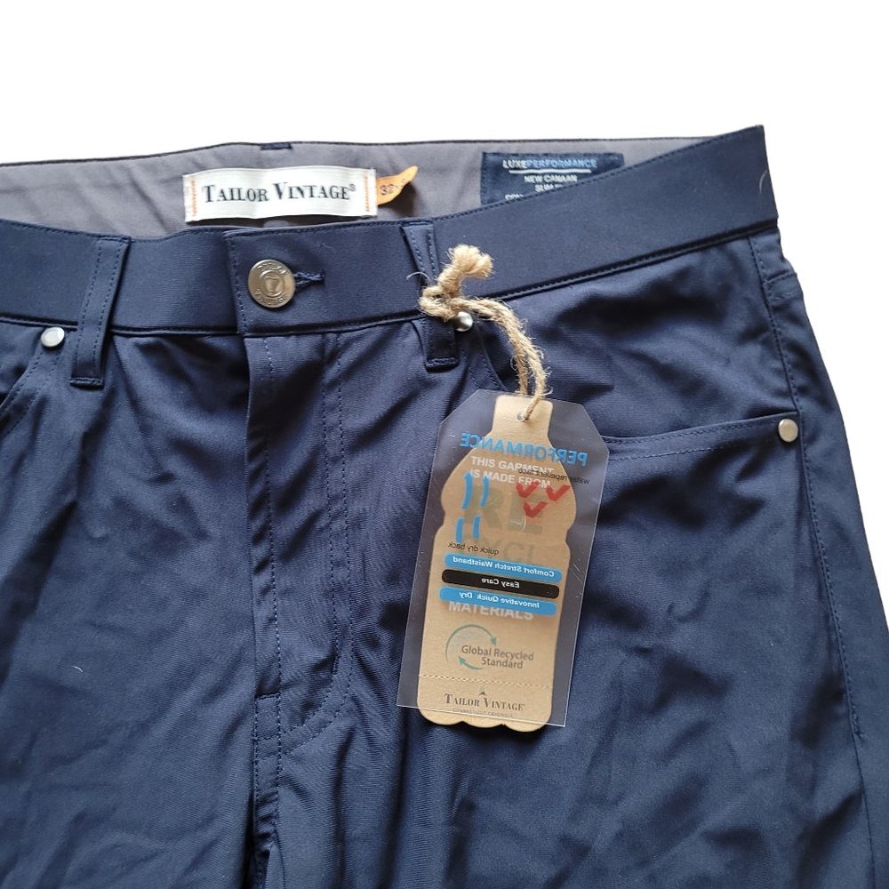 Tailor Vintage Men's 32x30 Performance Tech Pants Navy Canaan Slim Fit $108 - Picture 12 of 12